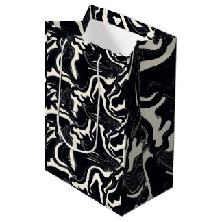 Sac Cadeau Moyen Art abstrait noir et blanc