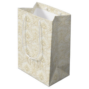 Sac Cadeau Moyen Art Déco Ornemental - Ivoire Luxe Mariage Sur Me