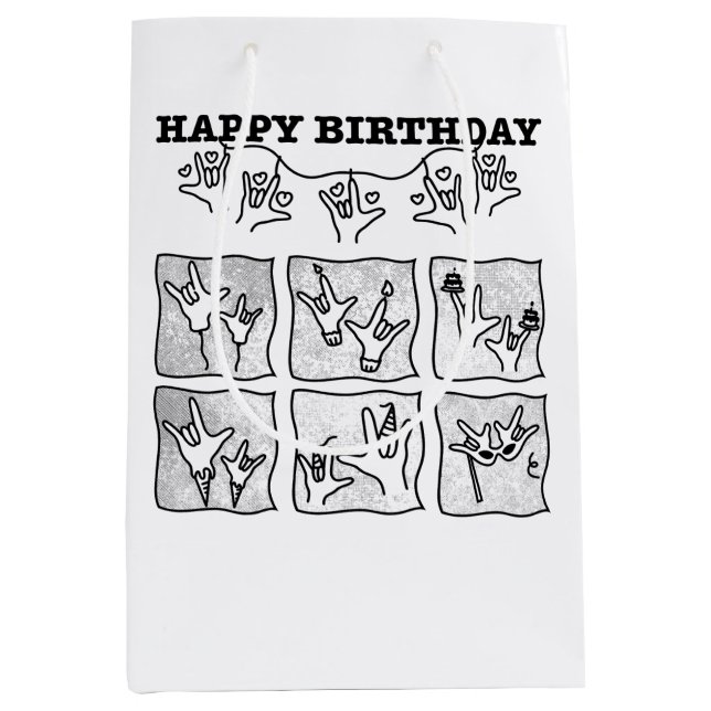 Sac Cadeau Moyen ASL ILY Obsession - Happy Birthday!  (Devant)