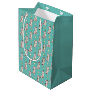 Sac Cadeau Moyen Atteinte de chats pour papillon jaune sur Turquois