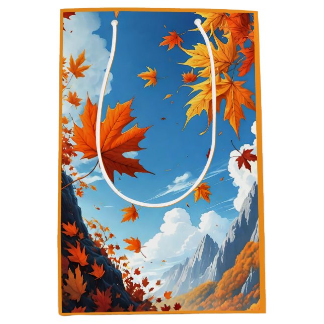 Sac Cadeau Moyen Authumn leaves orange (Devant)