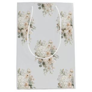 Sac Cadeau Moyen Autocollant Compositions Florales en Ivoire – Élég