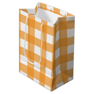 Sac Cadeau Moyen Automne Automne Orange Plaid Motif