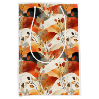 Sac Cadeau Moyen Automne Elegance Motif sans faille