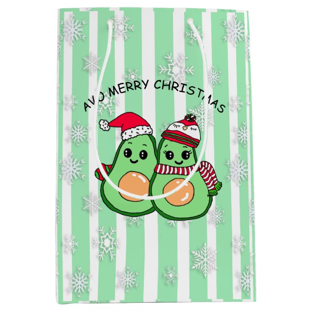 Sac Cadeau Moyen Avo Joyeux Noël Drôle Humour Avocados (Devant)