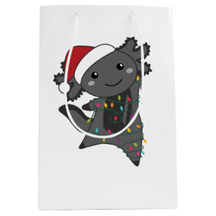 Sac Cadeau Moyen Axolotl Joyeux Noël Animaux d'hiver Axolotls