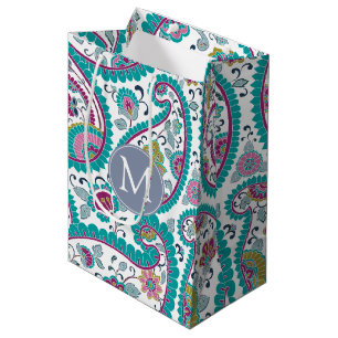 Sac Cadeau Moyen B Perse Boteh Paisley Motif Monogramme M Don B