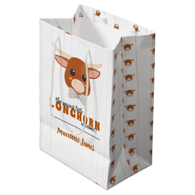 Sac Cadeau Moyen Baby Boy Longhorn Burnt Orange (Devant Angle)