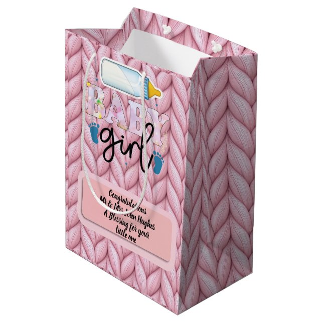 Sac Cadeau Moyen Baby Girl in a Carnation Cradle Janvier's Tender (Dos Angle)