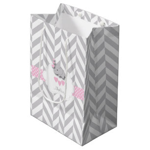 Sac Cadeau Moyen Baby Rose Elephant Design - Baby Girl Douche