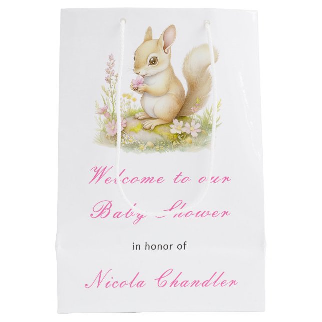 Sac Cadeau Moyen Baby shower à écureuil de printemps (Dos)