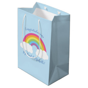 Sac Cadeau Moyen Baby shower arc-en-ciel