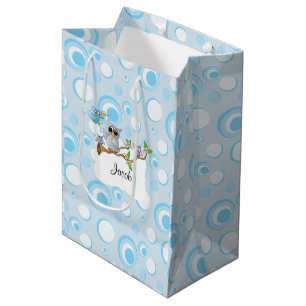 Sac Cadeau Moyen Baby shower Blue Baby Owl