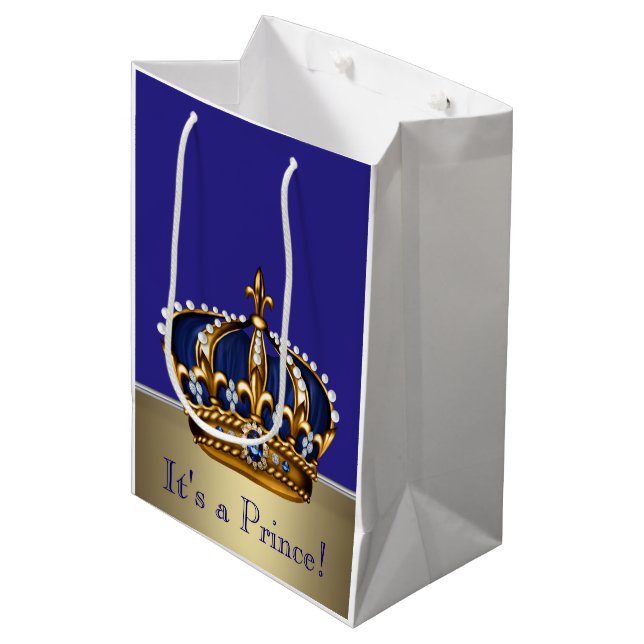 Sac Cadeau Moyen Baby shower Blue Gold (Devant Angle)