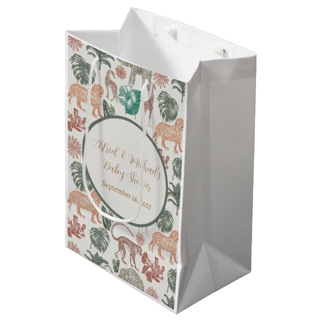 Sac Cadeau Moyen Baby shower Boho Jungle Safari (Devant Angle)