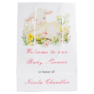 Sac Cadeau Moyen Baby shower d'agneau de printemps