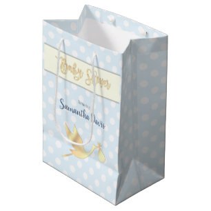 Sac Cadeau Moyen Baby shower de bébé de Golden Stork