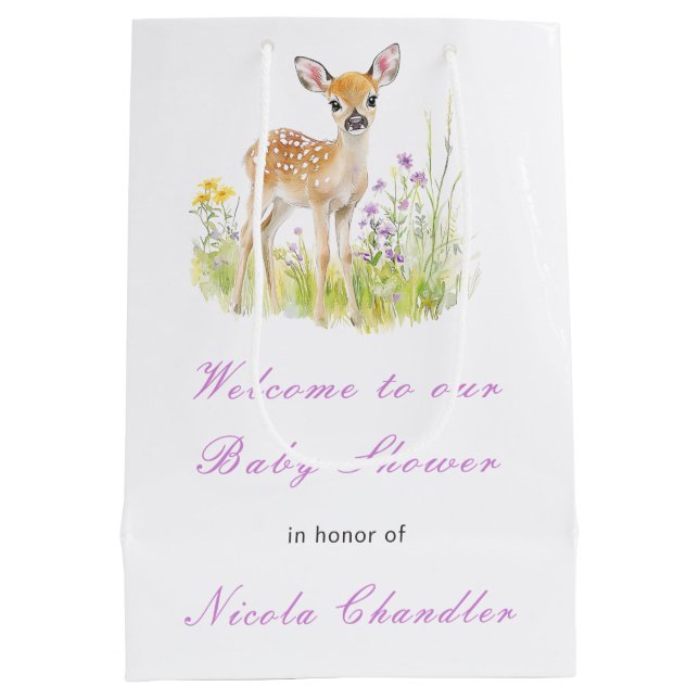 Sac Cadeau Moyen Baby shower de cerfs de printemps (Dos)