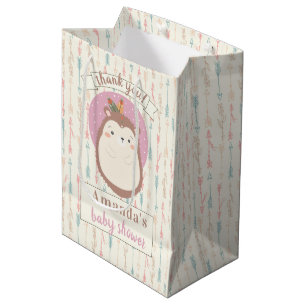 Sac Cadeau Moyen Baby shower de la tribu Boho Hedgehog Pastel Arrow