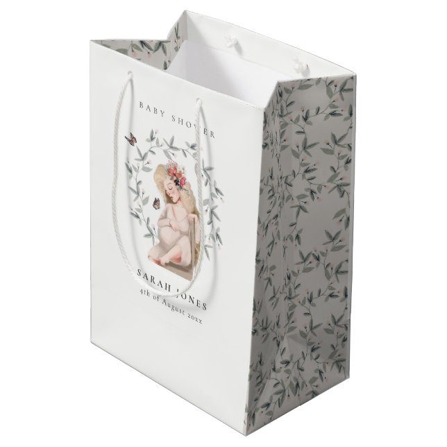Sac Cadeau Moyen Baby shower de liage pour femmes élégantes (Dos Angle)