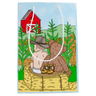 Sac Cadeau Moyen Baby shower de Lil' Cowboy et Teddy Bear Boy