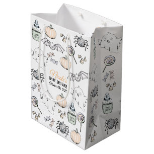 Sac Cadeau Moyen Baby shower d'Halloween, chauve-souris et araignée
