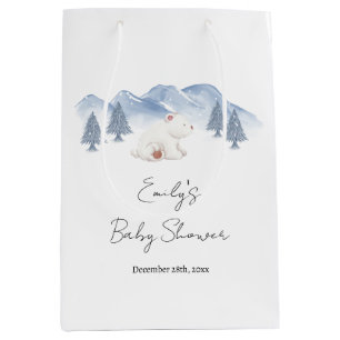 Sac Cadeau Moyen Baby shower d'ours polaire hivernal neutre selon l