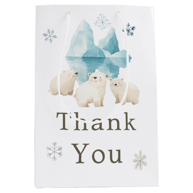 Sac Cadeau Moyen Baby shower d'ours polaires d'hiver (Devant)