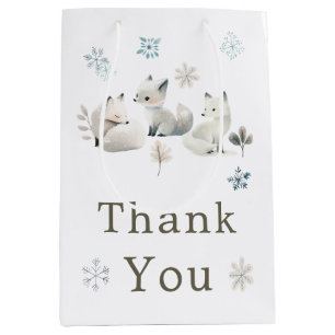 Sac Cadeau Moyen Baby shower du loup arctique d'hiver