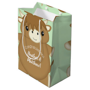 Sac Cadeau Moyen Baby shower écossais Highland Cow