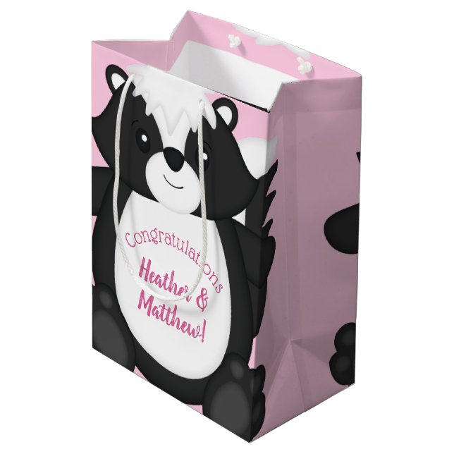 Sac Cadeau Moyen Baby shower en peau rose (Dos Angle)