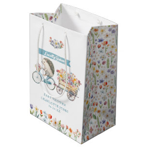 Sac Cadeau Moyen Baby shower floral de Hérisson cultivé localement