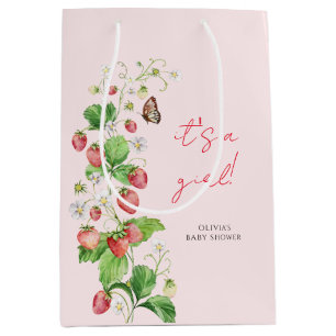 Sac Cadeau Moyen Baby shower fraise C'est une fille