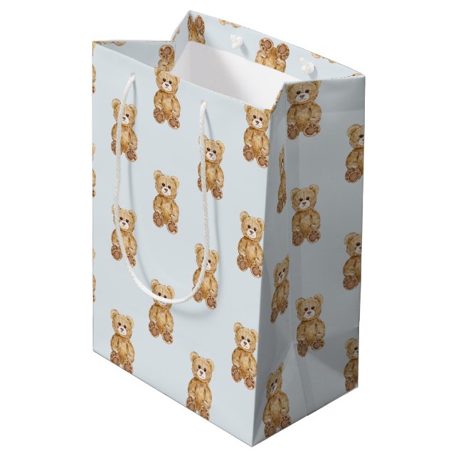 Sac Cadeau Moyen Baby shower Garçon bleu Teddy Bear (Dos Angle)