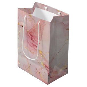 Sac Cadeau Moyen Baby shower Gold Blush Pink Birds