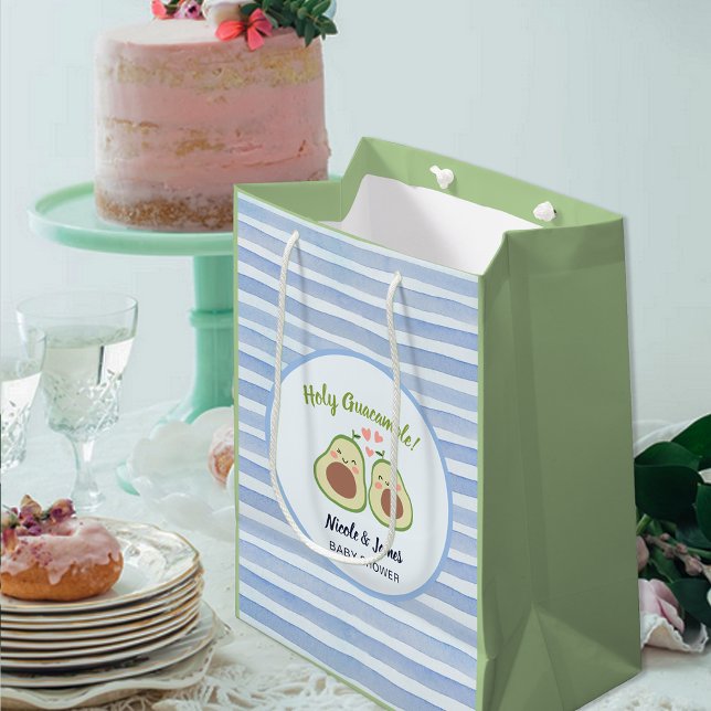 Sac Cadeau Moyen Baby shower jumeaux neutre genre de l'Avocado (Cute Avocado Gender Neutral Twins Baby Shower Medium Gift Bag)