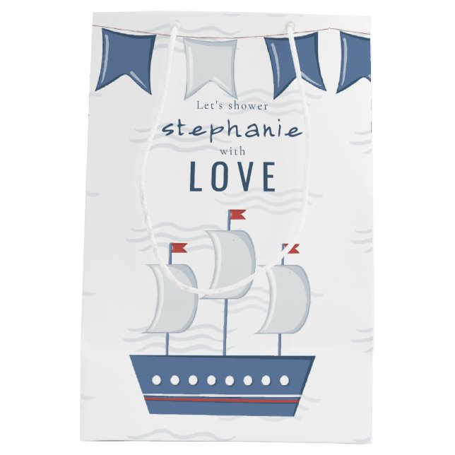 Sac Cadeau Moyen Baby shower Nautical Baby Boy (Dos)