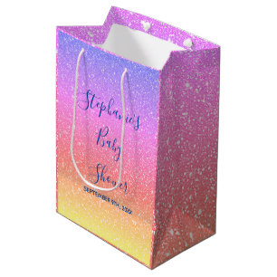 Sac Cadeau Moyen baby shower rose violet Parties scintillant person