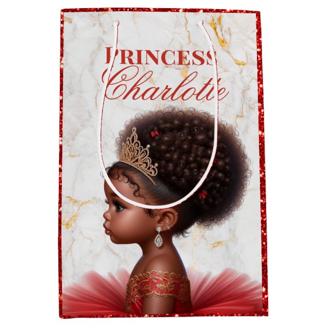 Sac Cadeau Moyen Baby shower royal d'Afrique Parties scintillant ro (Devant)