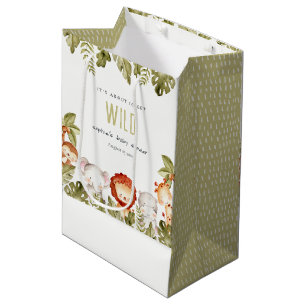 Sac Cadeau Moyen Baby shower sauvage de Safari Tropical Animaux