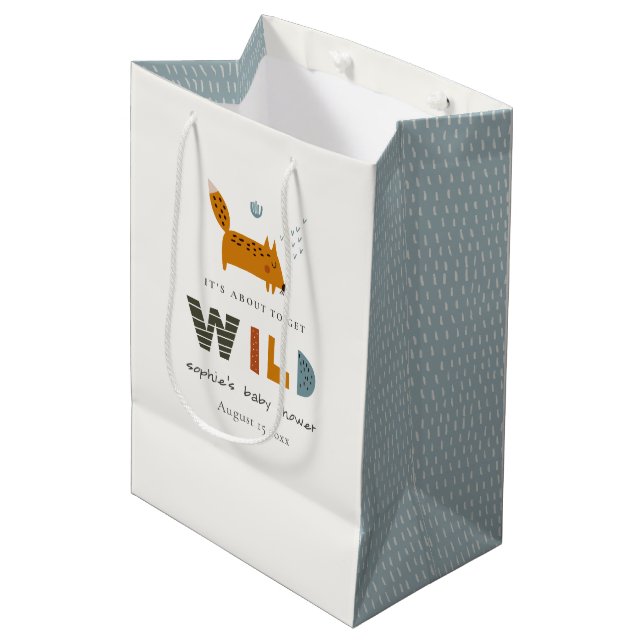 Sac Cadeau Moyen Baby shower Scandi Wild Tropical Woodland Animaux (Devant Angle)