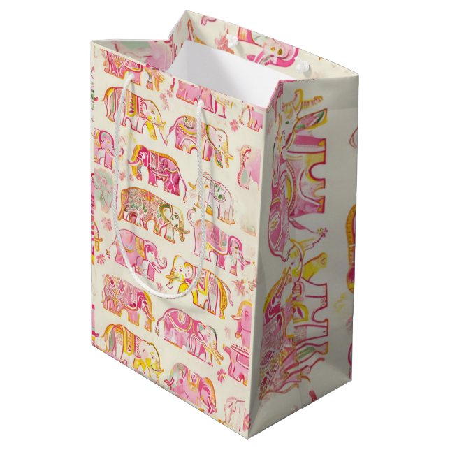 Sac Cadeau Moyen Bac cadeau papier éléphant - Rustic India (Dos Angle)