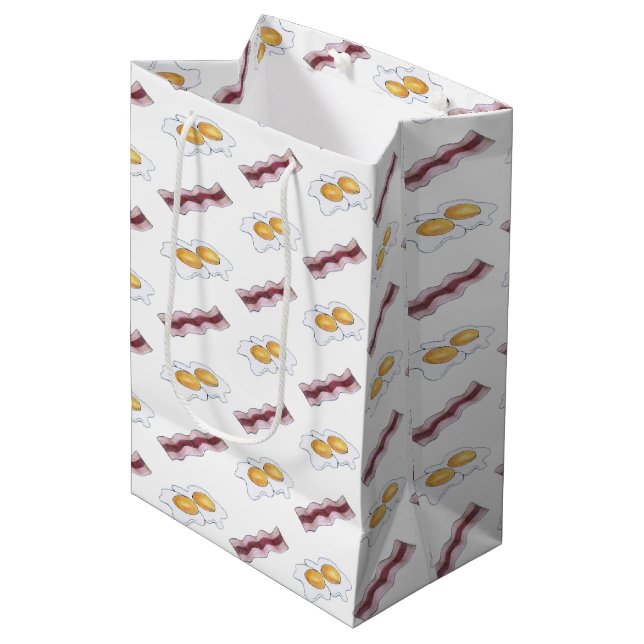 Sac Cadeau Moyen Bacon Badigeonnettes et oeufs frits Petit-déjeuner (Devant Angle)