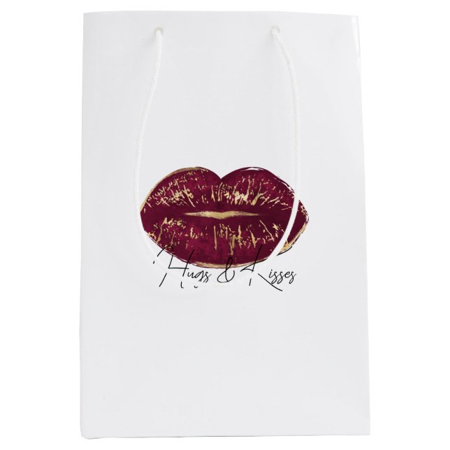 Sac Cadeau Moyen Baiser des lèvres rouges (Devant)