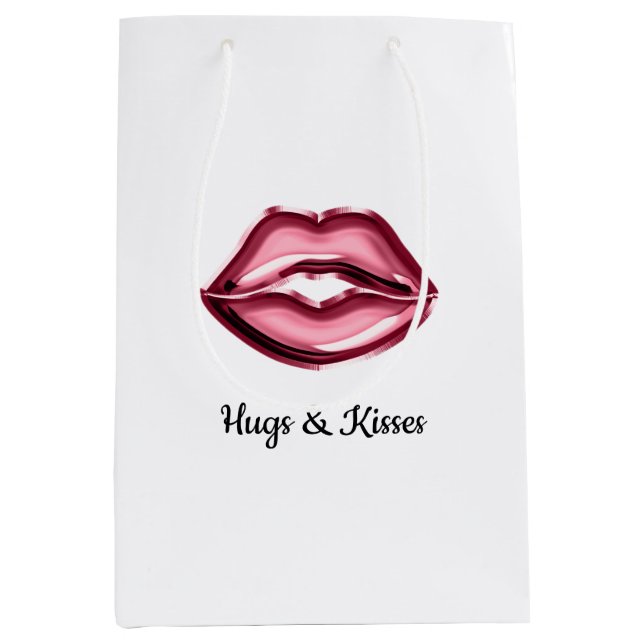 Sac Cadeau Moyen Baiser des lèvres rouges (Devant)