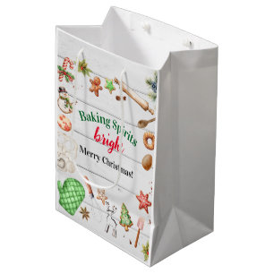 Sac Cadeau Moyen Baking Spiritueux Fête de Noël