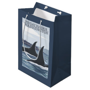 Sac Cadeau Moyen Baleines #1 - port de vendredi, Washington d'orque