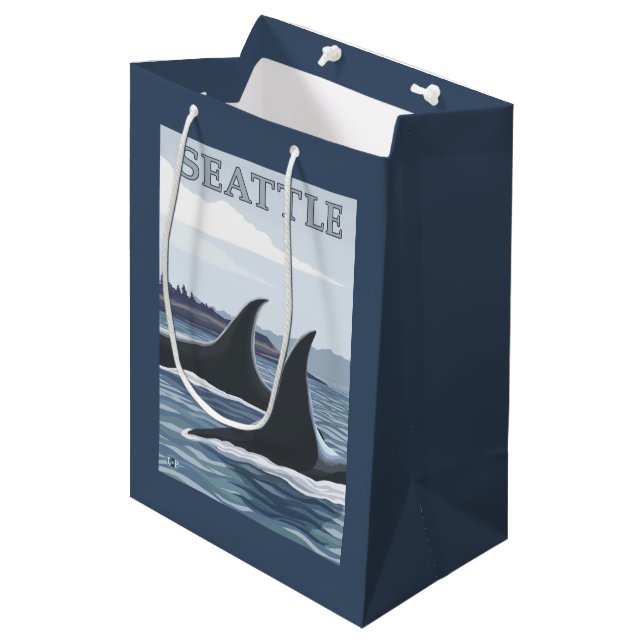 Sac Cadeau Moyen Baleines #1 - Seattle, Washington d'orque (Devant Angle)