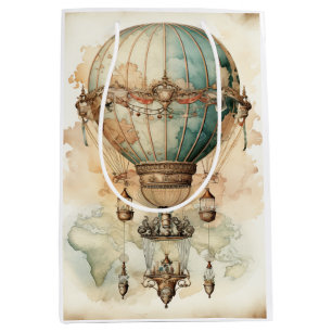 Sac Cadeau Moyen Ballon à air chaud bleu vapeur vintage (2)