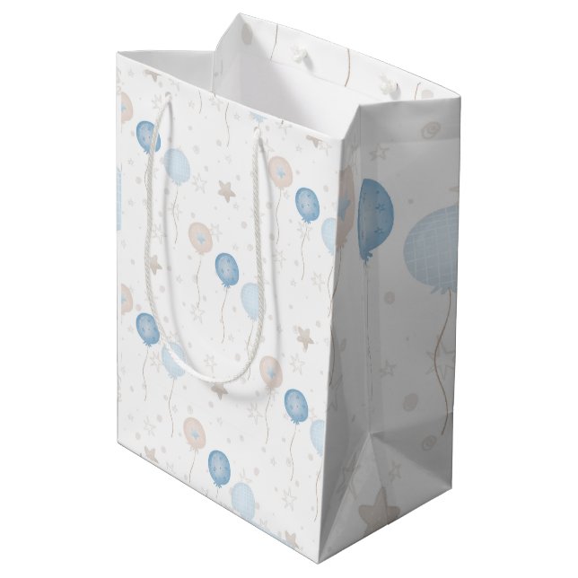 Sac Cadeau Moyen Ballons Bleus Bleu Bleu Bébé (Dos Angle)